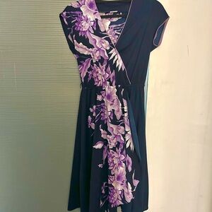 Vintage Floral Purple Wrap Dress
